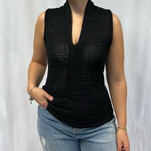 Contemporaine Black Vintage Crochet Top